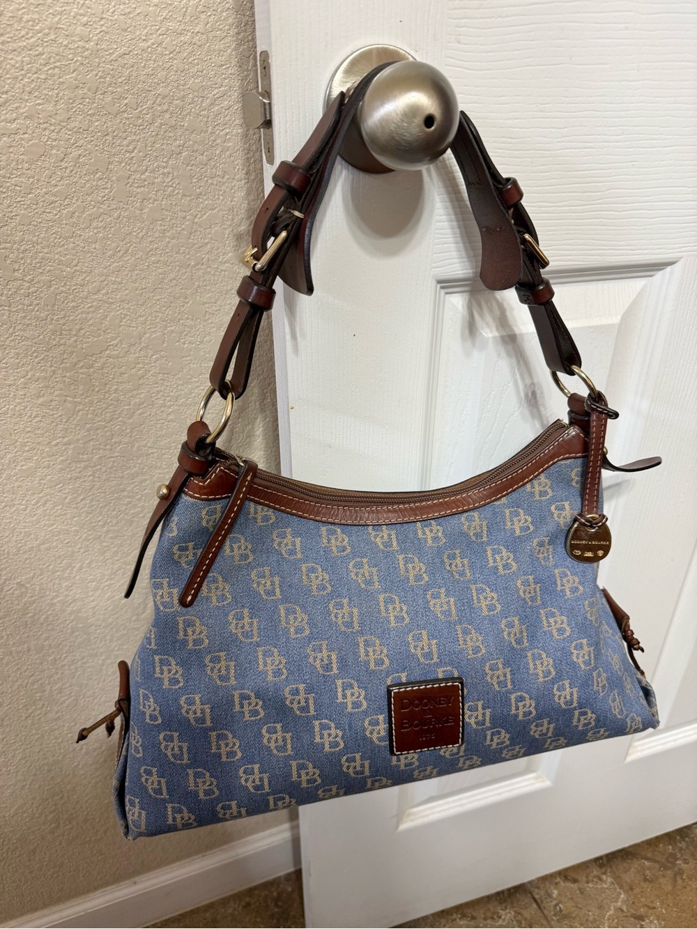 Dooney & Bourke Blue Denim Logo Shoulder Bag